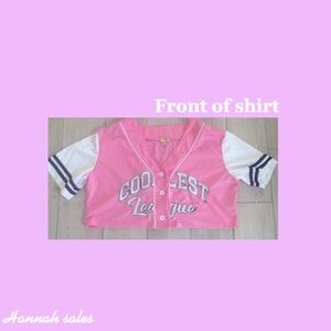 Pink white and black coolest league baseball jersey juniors large (never worn)